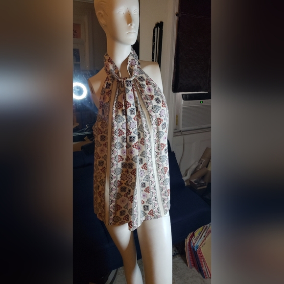 Ann TAYLOR HALTER TOP NWT SIZE L VERY COLORFUL - Picture 2 of 9